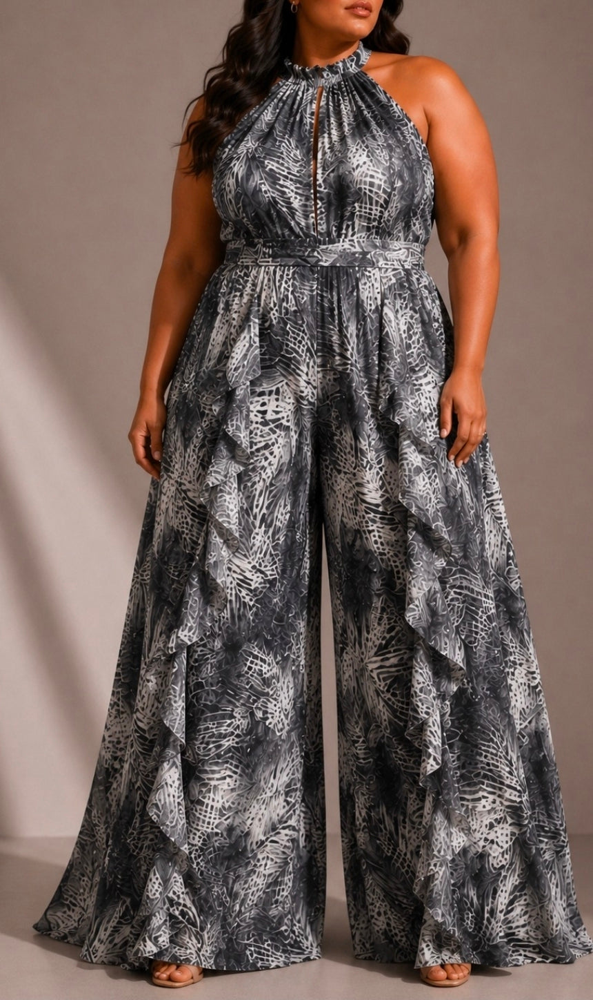 Statement Ruffle Wide-Leg Jumpsuit