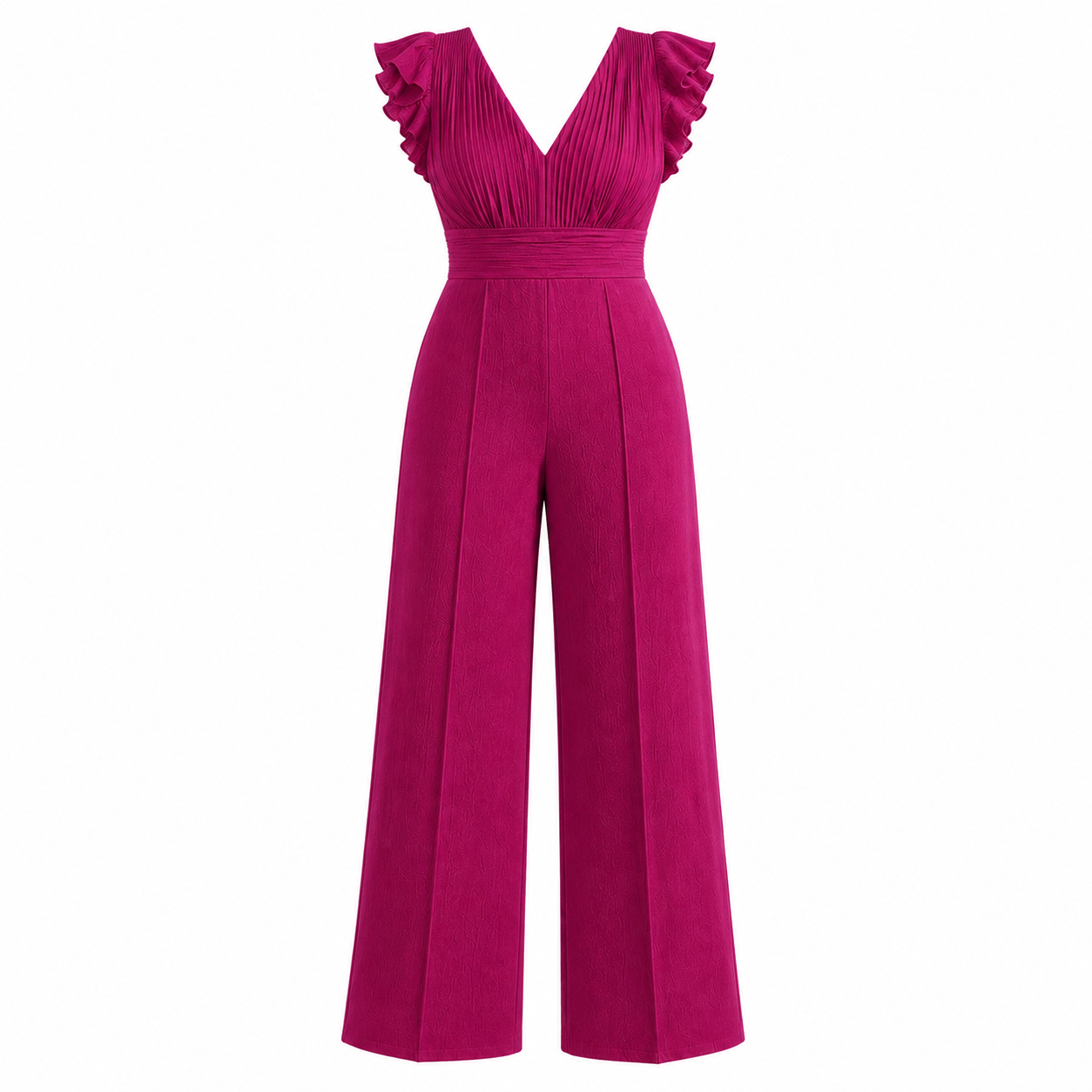 Pretty in Raspberry Ruffle Wide-Leg Jumpsuit
