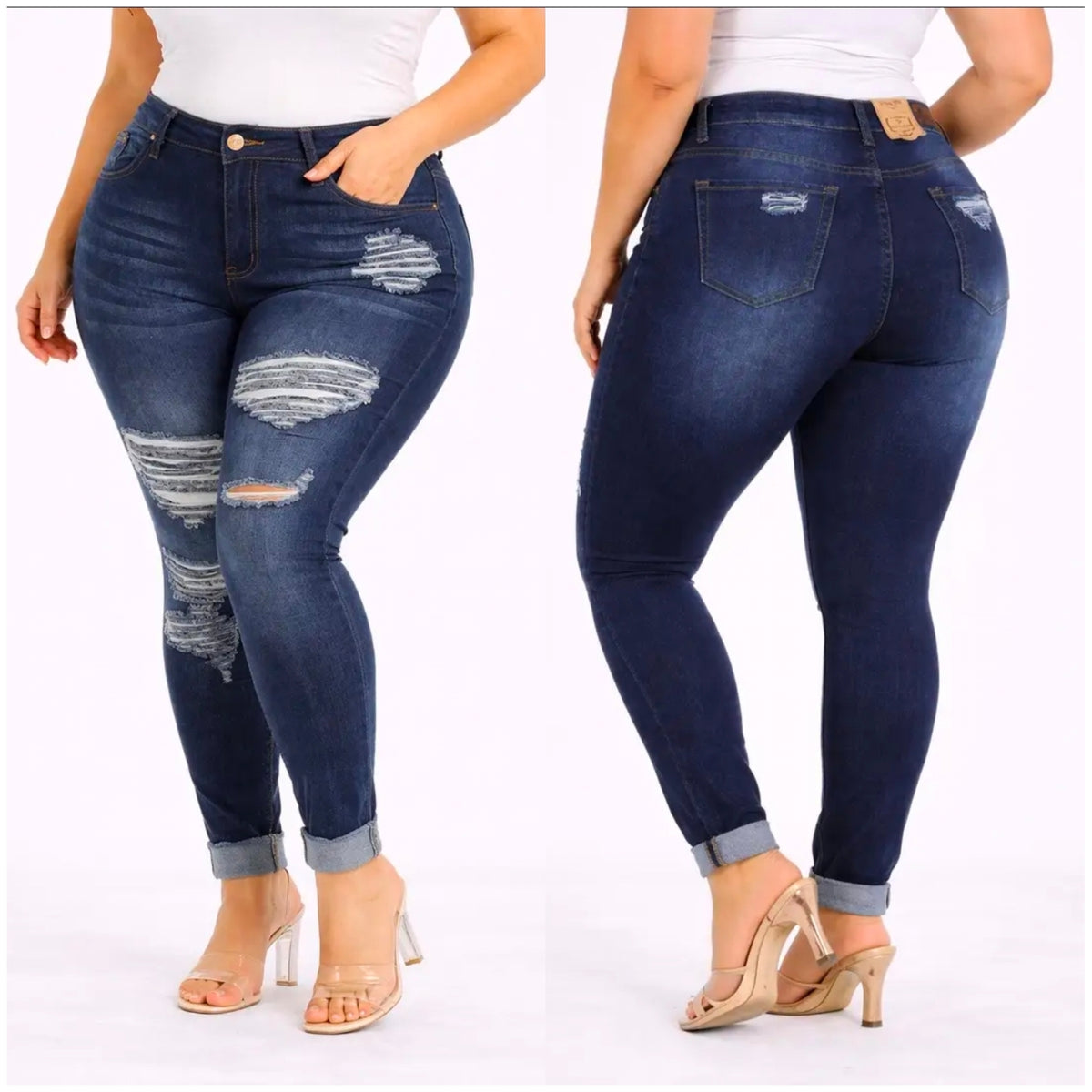 The Weekend Distressed Cuff Jeans