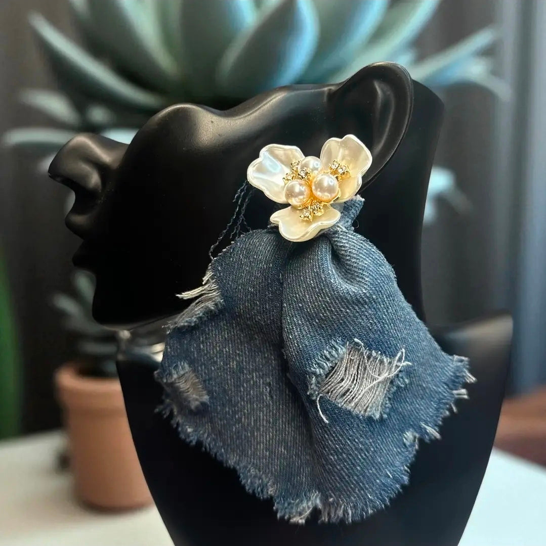 Denim in Bloom Statement Earrings
