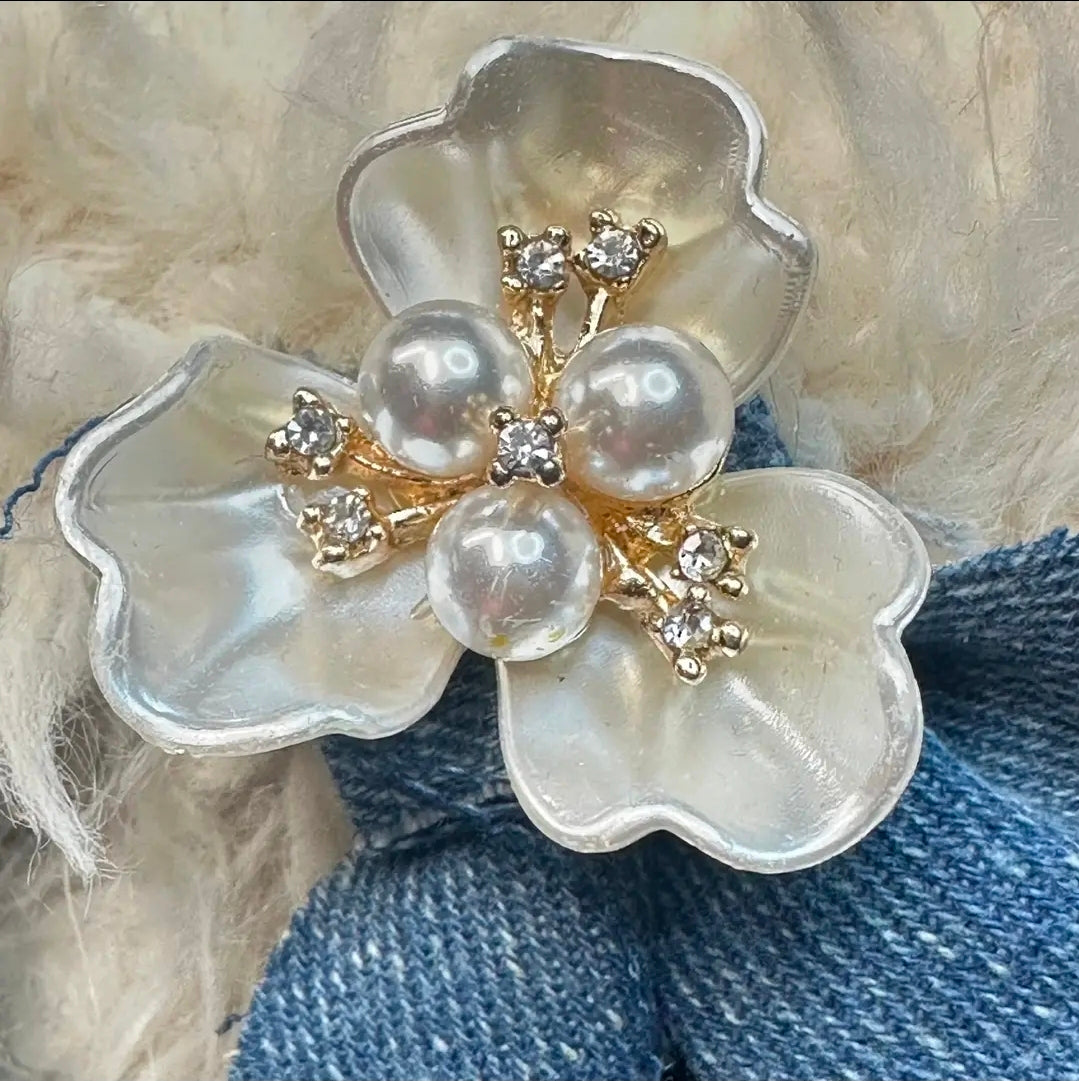Denim in Bloom Statement Earrings