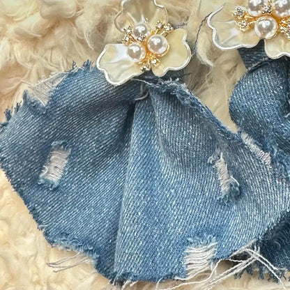 Denim in Bloom Statement Earrings