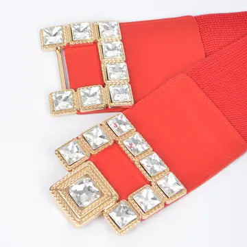Geometric Crystal Elastic Waist Belt