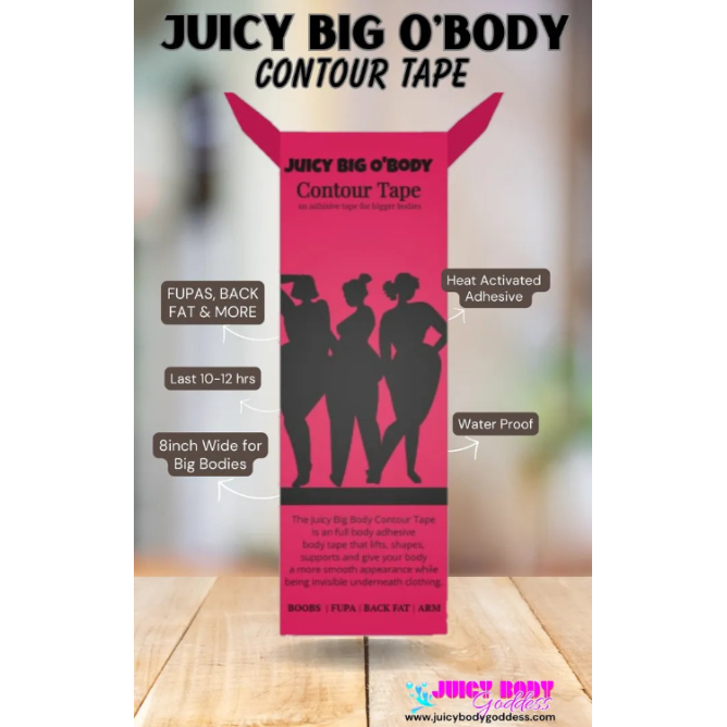 Red contour tape packaging with black text on a blurred background