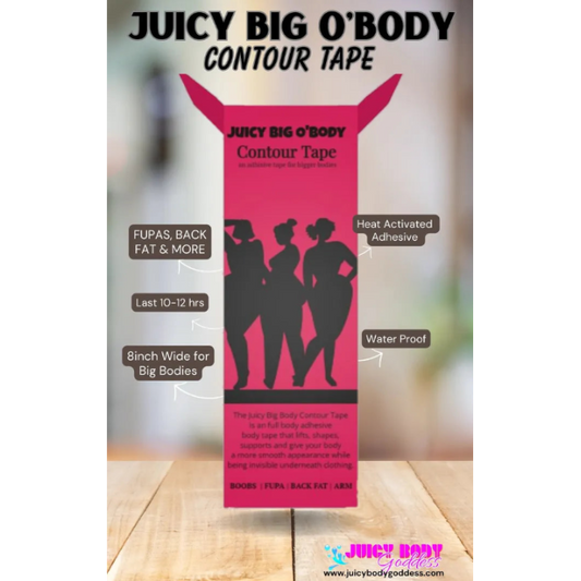 Red contour tape packaging with black text on a blurred background