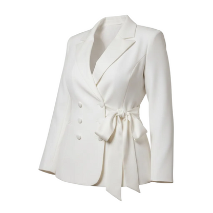 White blazer on white background (front)