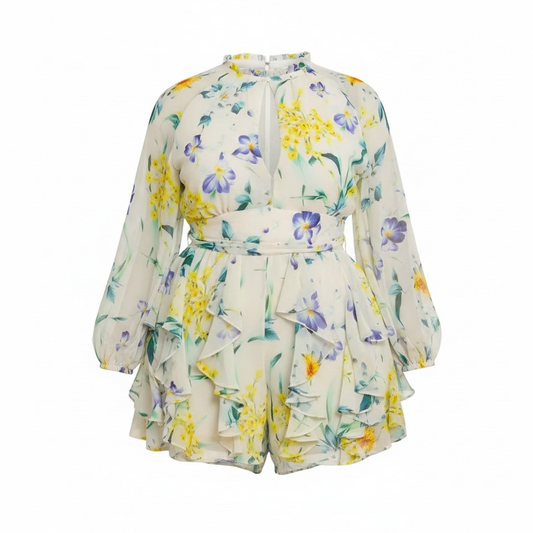 Floral romper on a white background