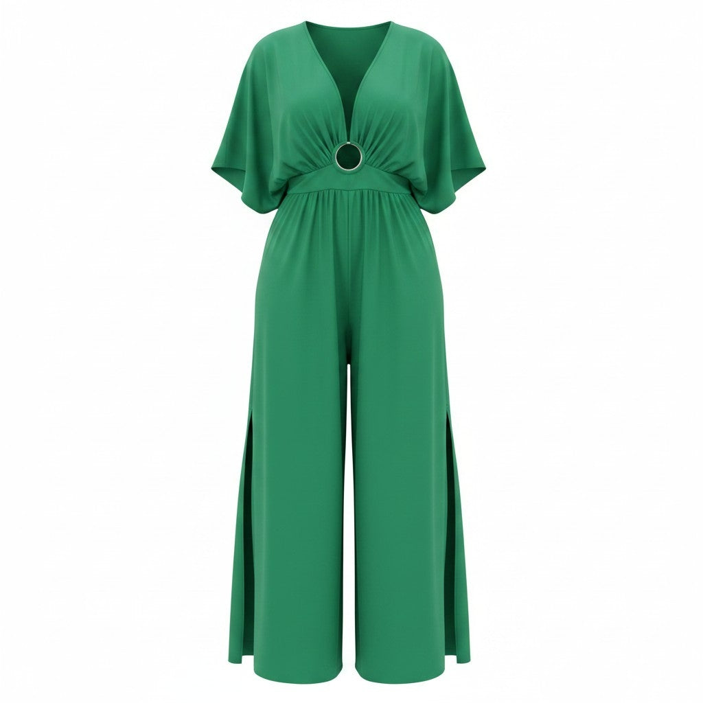 Green jumpsuit on a white background