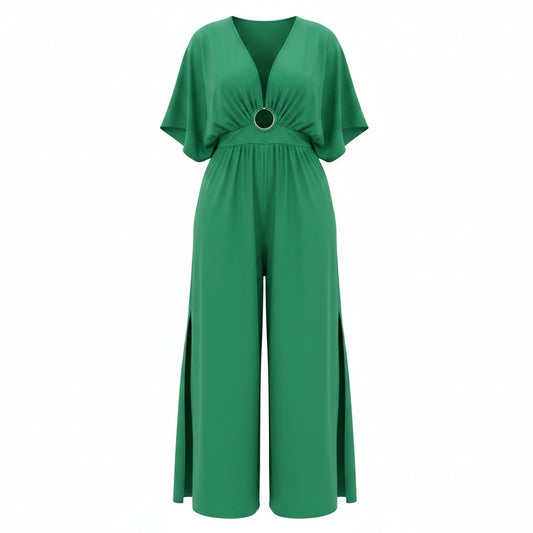 Green jumpsuit on a white background