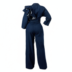 Denim Ruffle Goddess Jumpsuit