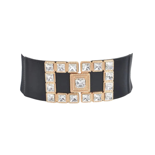 Geometric Crystal Elastic Waist Belt