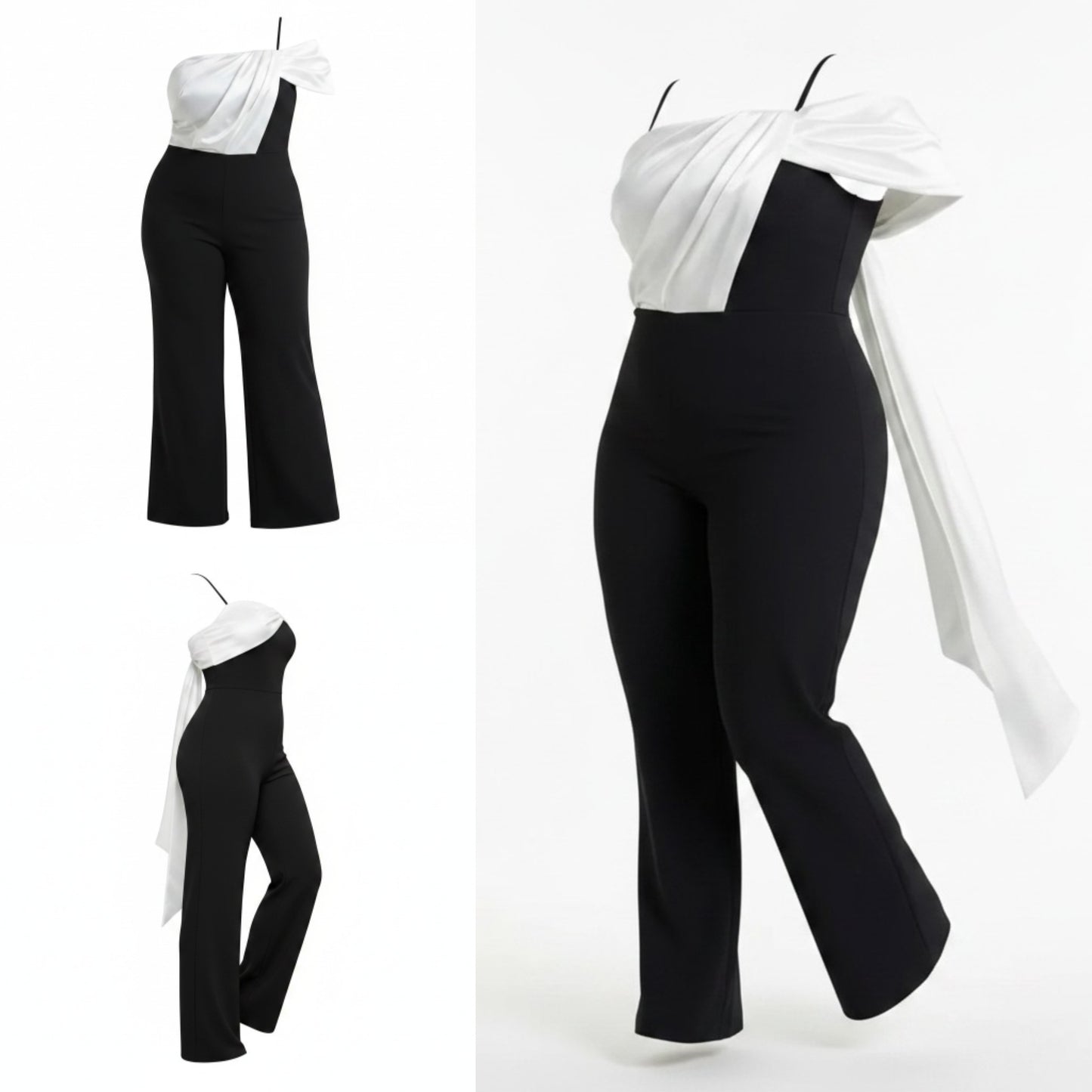 Black & White Draped Jumpsuit