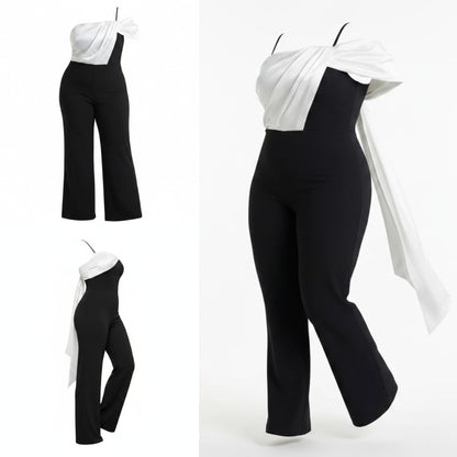 Black & White Draped Jumpsuit
