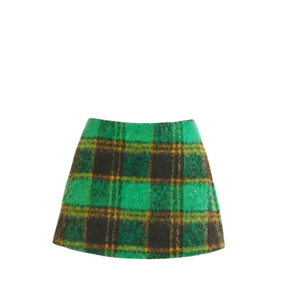 Green plaid skirt on a white background