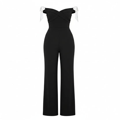 Bow Down Off-Shoulder Jumpsuit