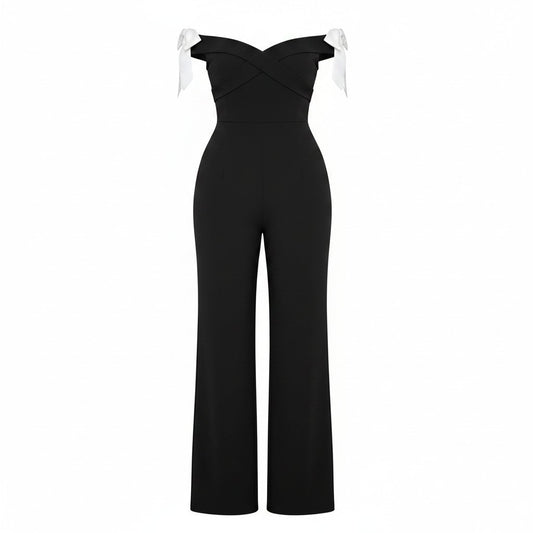 Bow Down Off-Shoulder Jumpsuit