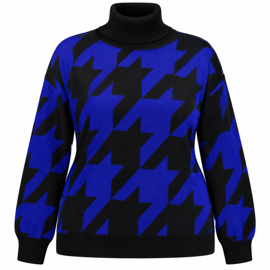 Royal Blue Reign Houndstooth Sweater