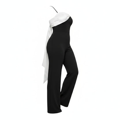Black & White Draped Jumpsuit