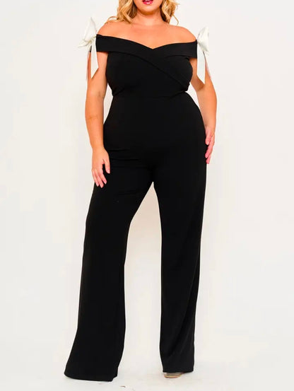 Bow Down Off-Shoulder Jumpsuit
