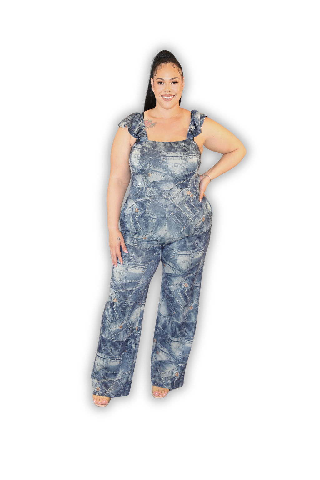 Denim Print Jumpsuit