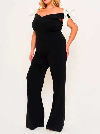 Bow Down Off-Shoulder Jumpsuit