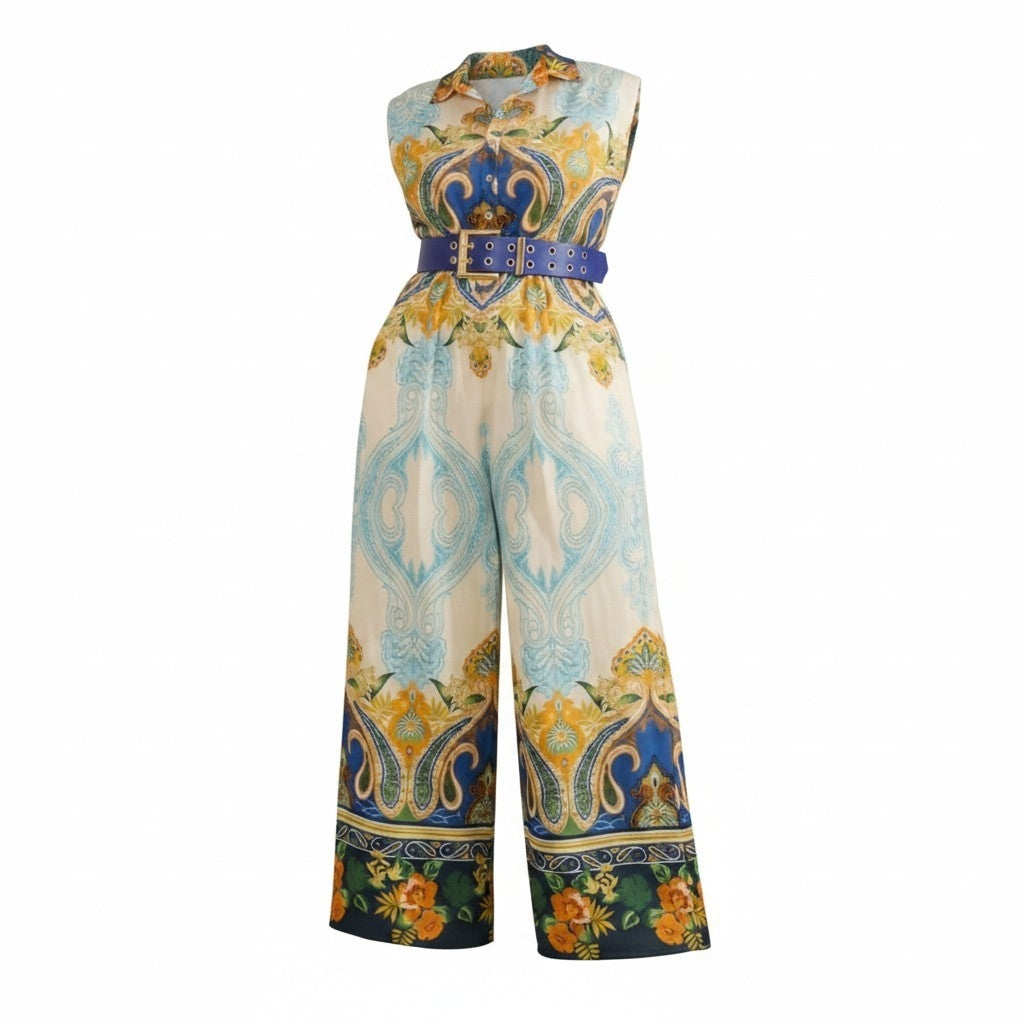 Mediterranean Muse Wide-Leg Jumpsuit