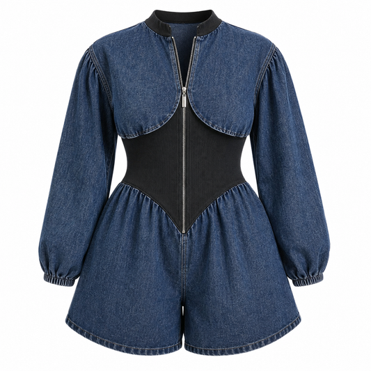 Snatched in Denim Romper