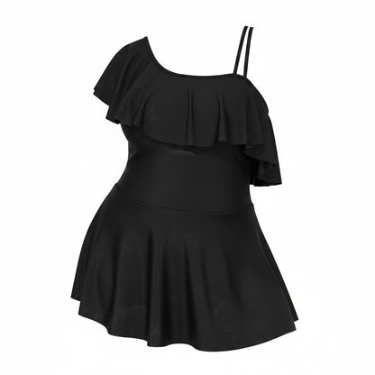 Ruffle 1 Shoulder Swim Dress
