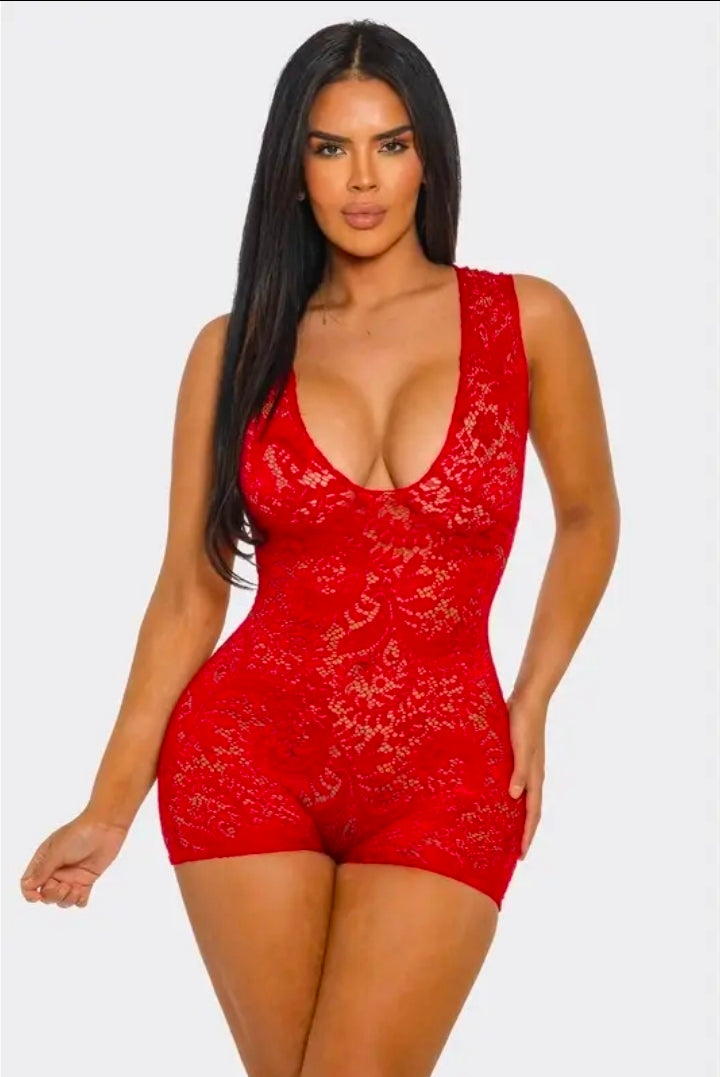 Midnight Temptation Lace Romper