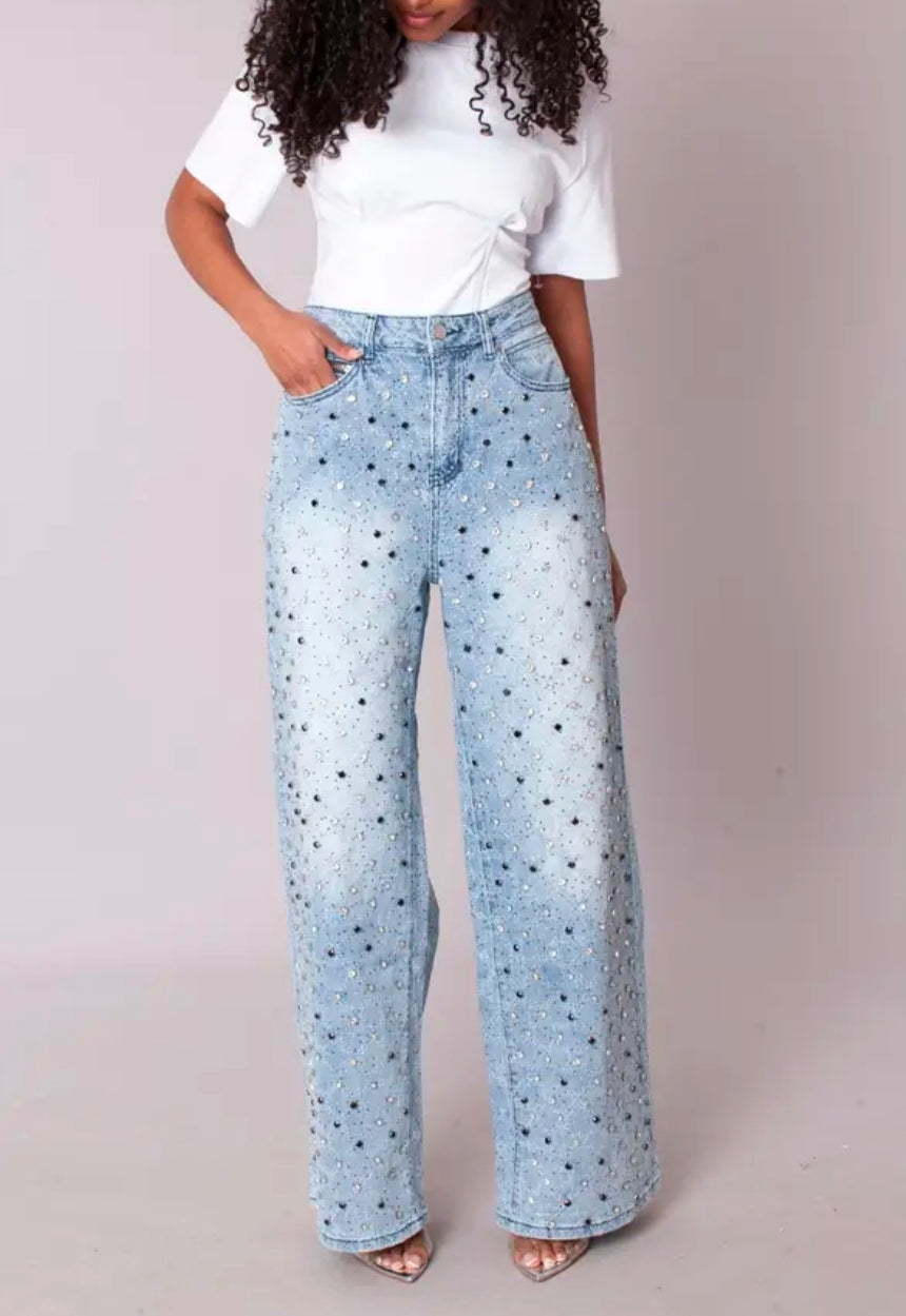 Dripping in Denim Jeweled Jeans
