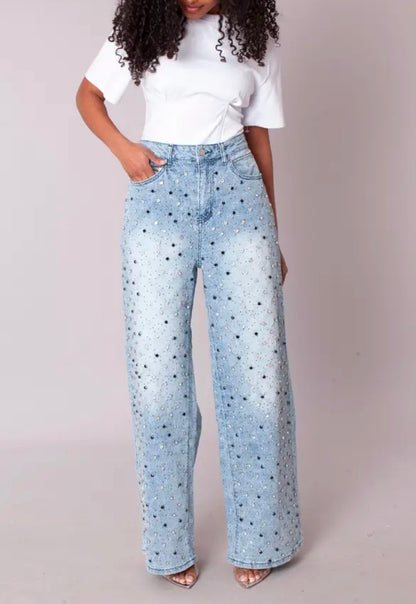 Dripping in Denim Jeweled Jeans