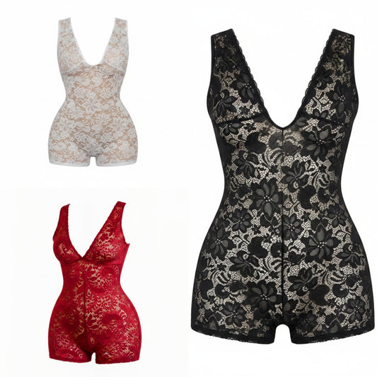 Midnight Temptation Lace Romper