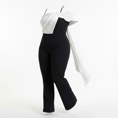 Black & White Draped Jumpsuit