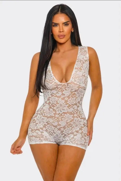 Midnight Temptation Lace Romper