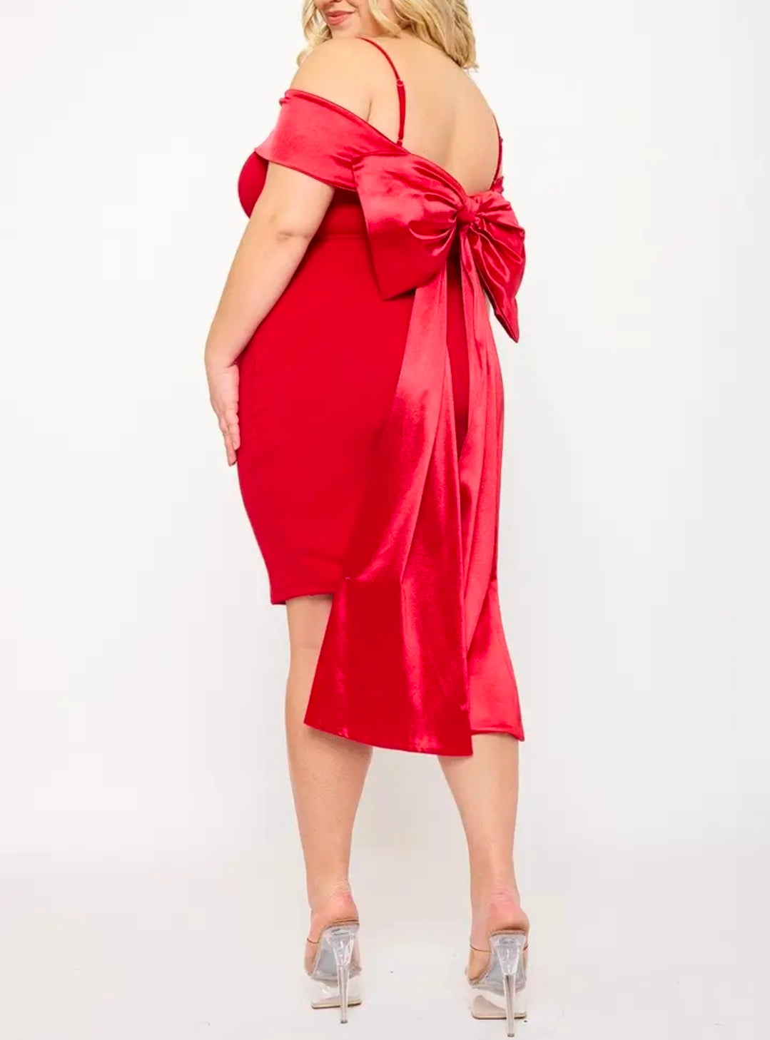Big Bow Off-Shoulder Bodycon Dress