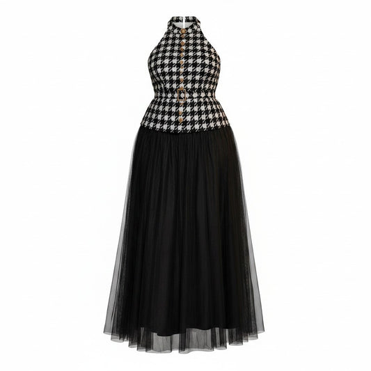 Uptown Houndstooth Tulle Dress