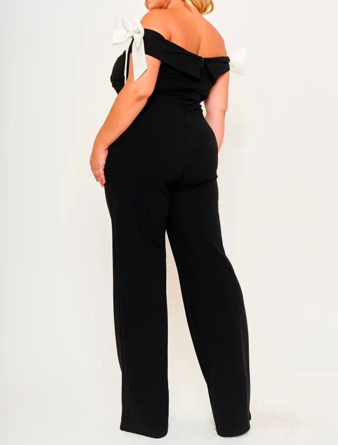 Bow Down Off-Shoulder Jumpsuit