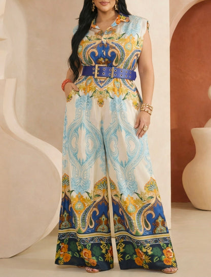 Mediterranean Muse Wide-Leg Jumpsuit