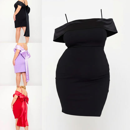 Big Bow Off-Shoulder Bodycon Dress